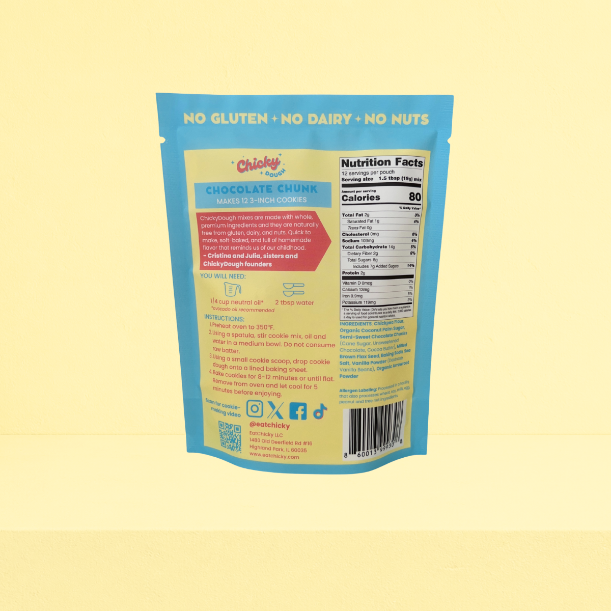Chocolate Chunk Chickpea-Based Cookie Mix 3 Pack