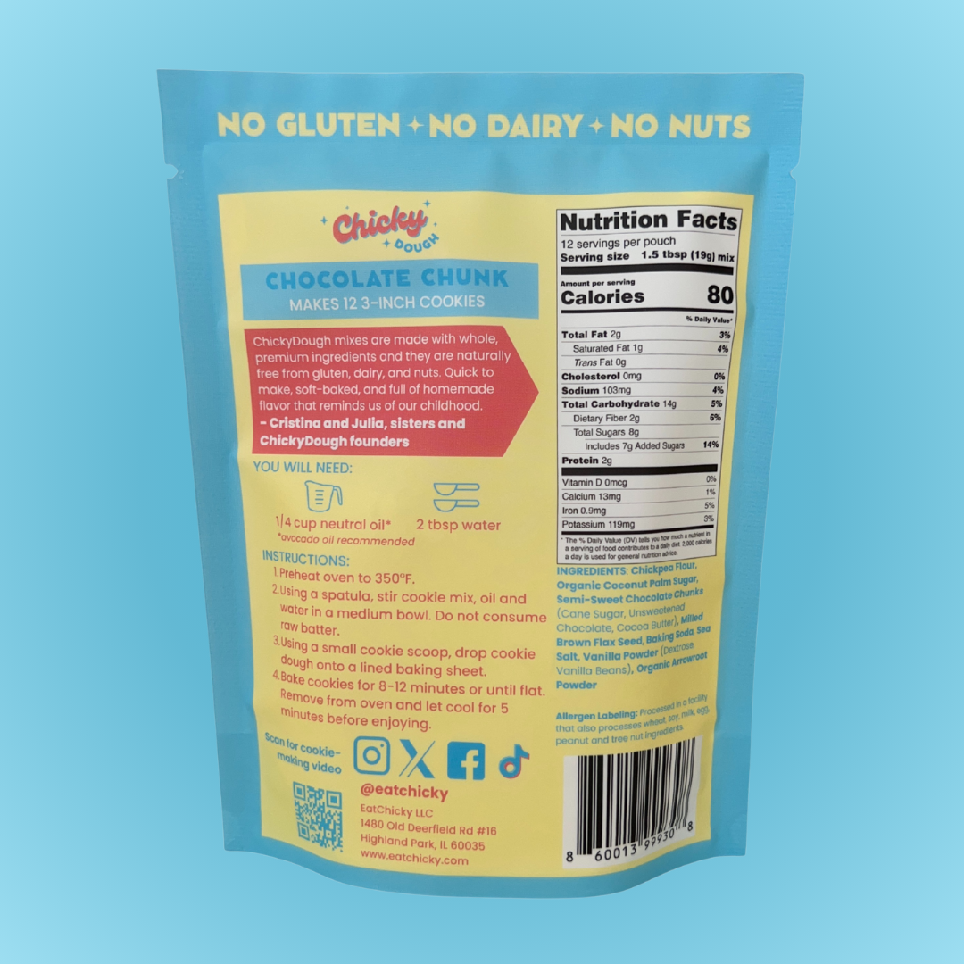 Chocolate Chunk Chickpea-Based Cookie Mix